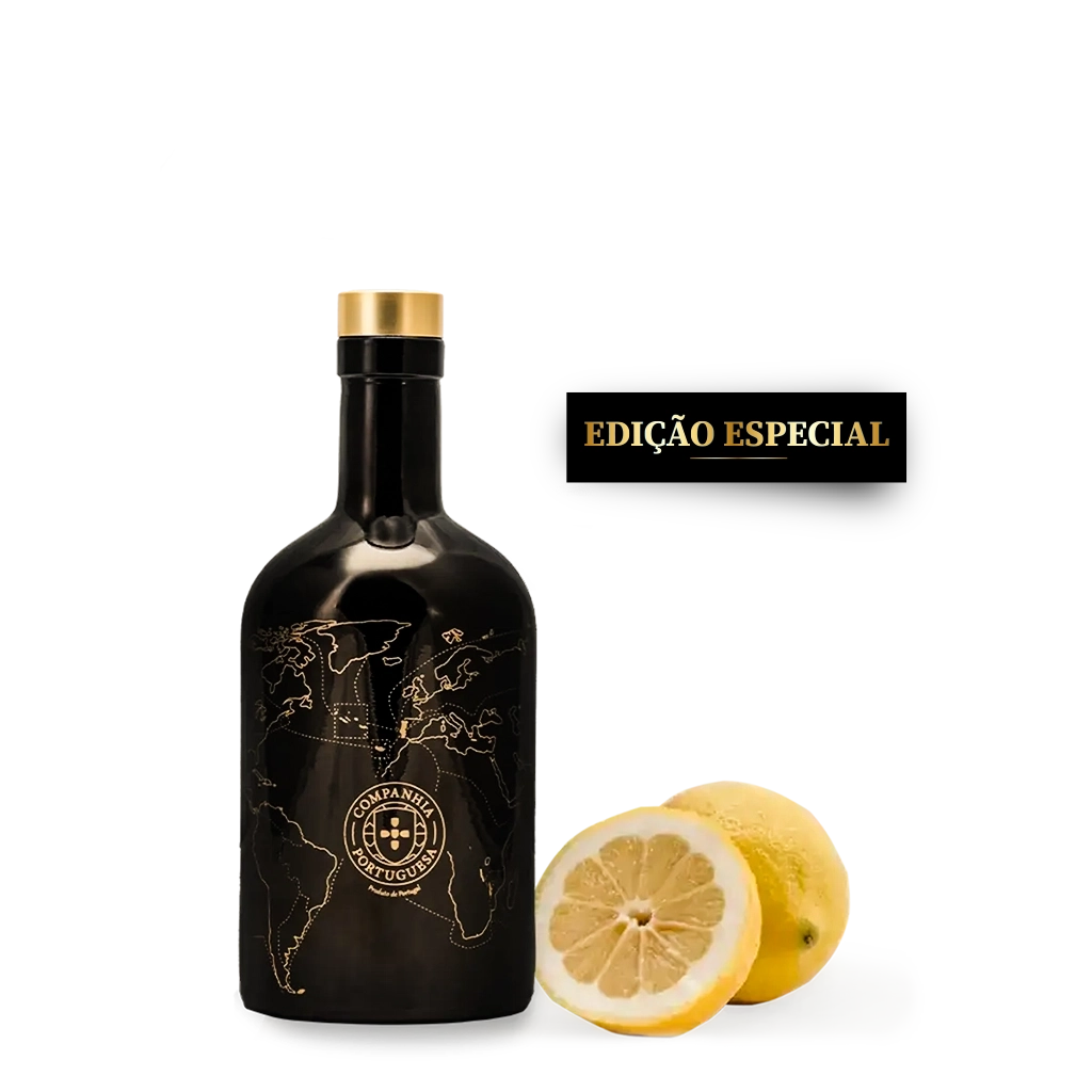 <h5>Gin Limão do Ribatejo</h5><h5 style="font-weight:300; font-size:14px!important"> - Garrafa Preta e Dourada -</h5>